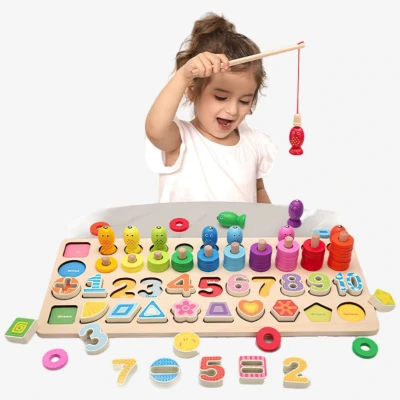 صورة بورد خشبي لصيد الأسماك للأطفال 🎣🧩