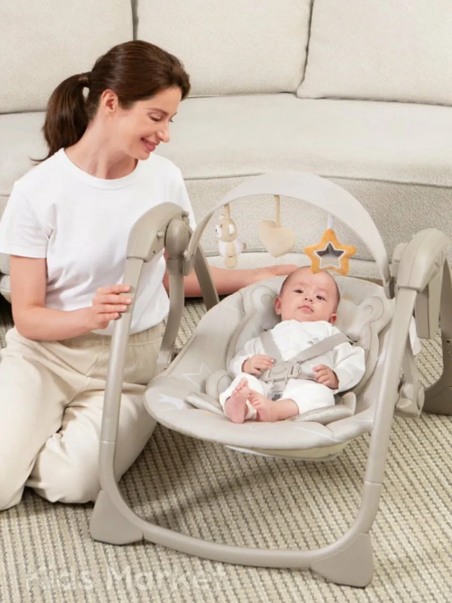 صورة أرجوحة أطفال محمولة Mastela مع ألحان و5 سرعات – خفيفة وآمنة