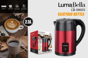 صورة غلاية ماء كهربائية 2.5 لتر - لون أحمر وأسود جريء - سعة كبيرة وغليان فائق السرعة