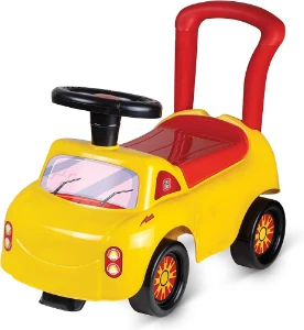 صورة سيارة دفع وركوب للأطفال الصغار (1-3 سنوات) - مع مقبض تحكم وتخزين - تيكتويز - لون أصفر