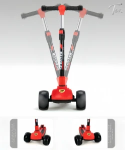 صورة سكوتر أطفال ثلاثي العجلات مضيء (LED) - مقبض قابل للتعديل والطي - آمن وممتع