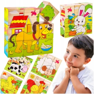 صورة بازل مكعبات خشب – لعبة تعليمية لتنمية ذكاء الأطفال