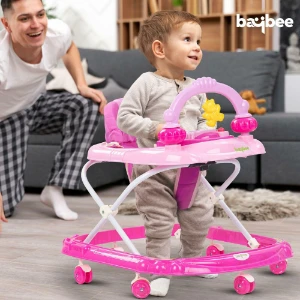 صورة مشاية أطفال آمنة - متعددة المستويات وقابلة للطي - مقعد مريح وألعاب تعليمية