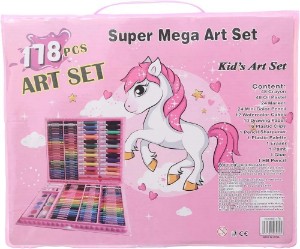 صورة مجموعة أدوات الرسم والتلوين الفنية والحرفية للأطفال  178 قطعة