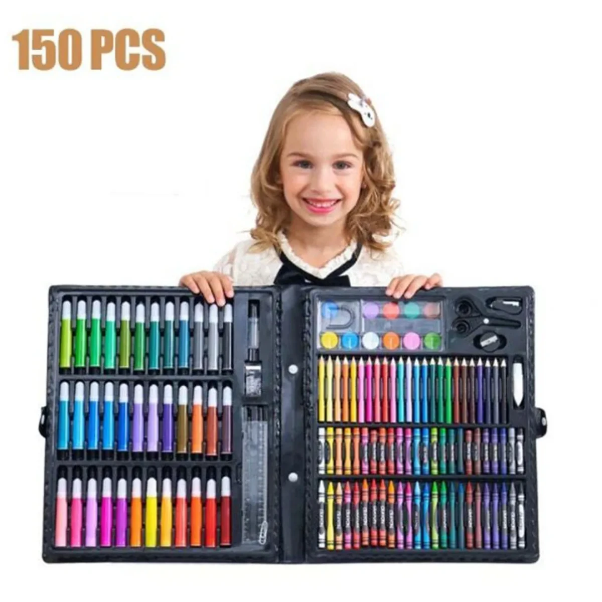 صورة علبة الألوان لوكس المتكاملة (150 قطعة) في شنطة فاخرة