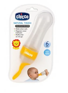 صورة زجاجة رضاعة سيليكون ناعمة بملعقة - موزع طعام قابل للضغط للأطفال