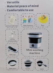 صورة مجموعة حوض استحمام للاطفال قابلة للطي من بوبيبابا، 10 في 1 مع شاشة عرض لدرجة الحرارة، غسالة صغيرة، متعددة الالوان (رمادي)