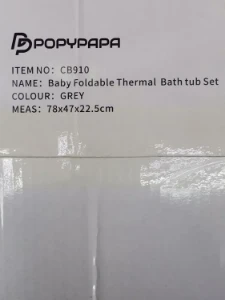 صورة مجموعة حوض استحمام للاطفال قابلة للطي من بوبيبابا، 10 في 1 مع شاشة عرض لدرجة الحرارة، غسالة صغيرة، متعددة الالوان (رمادي)