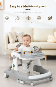 صورة مشاية أطفال متعددة الوظائف مضادة للانقلاب ومانعة لتقوس الساقين، لعبة تعليمية مبكرة على شكل سيارة بلاستيكية للجنسين بسعة تحمل 10 كجم