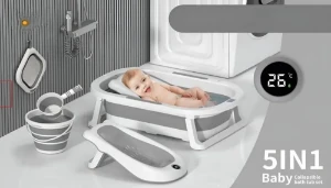 صورة حوض استحمام للأطفال قابل للطي مكوّن من 5 قطع