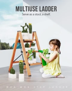 صورة سلم منزلي قابل للطي متعدد الاستخدامات بدرجات عريضة مضادة للانزلاق