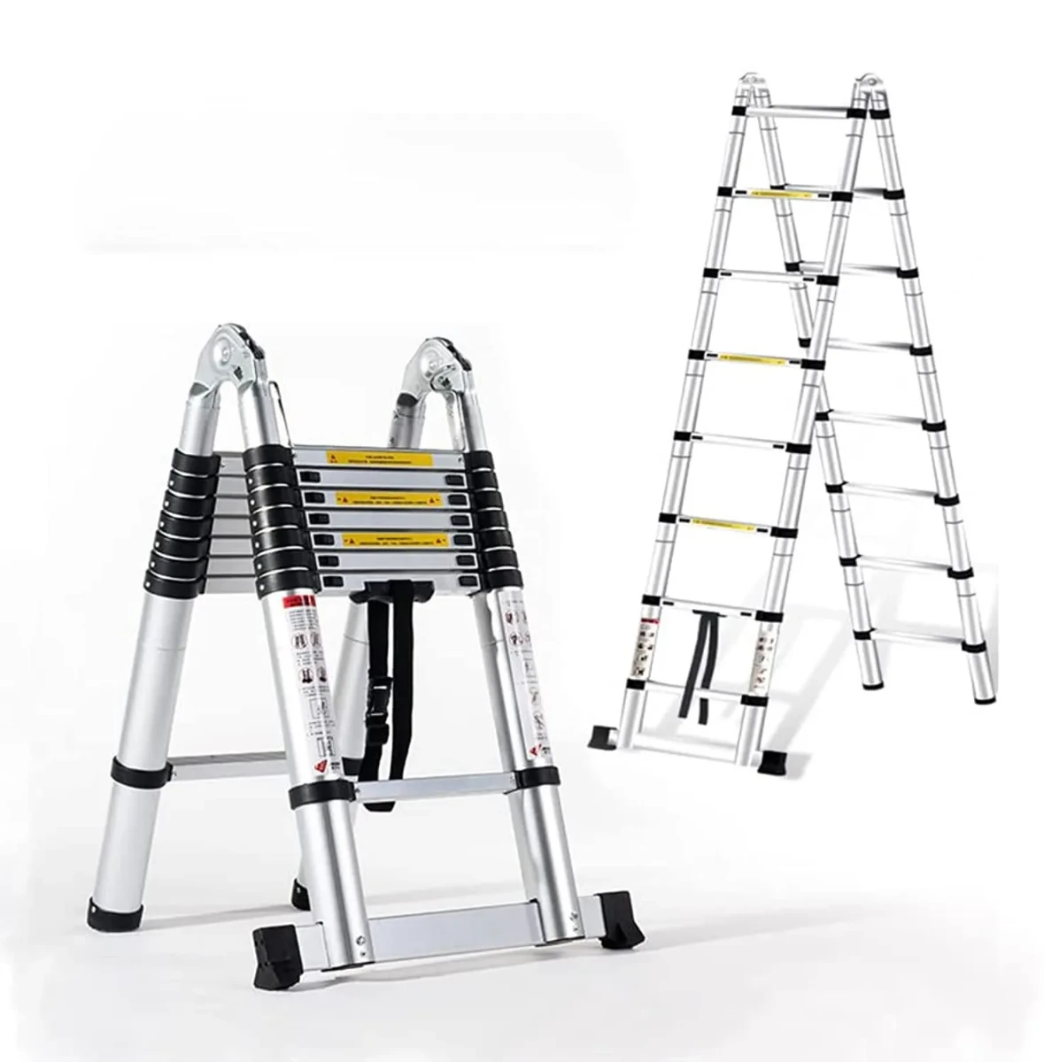 صورة سلم توسيع تلسكوبي من باور اندستريال نوع ايه متعدد الوظائف قابل للطي شديد التحمل للاستخدام الداخلي والخارجي الصناعي