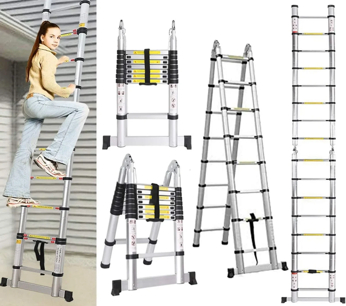 صورة سلم بستان من الألومنيوم متعدد الأغراض، قابل للطي والقابل للسحب