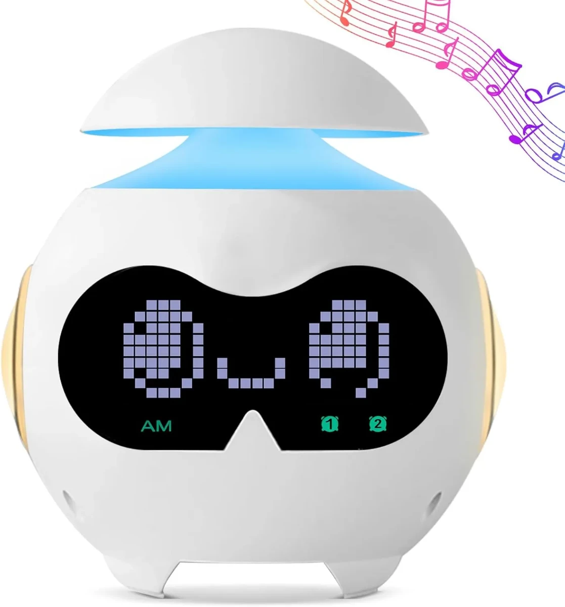 صورة مكبر صوت بلوتوث محمول مقاوم للماء مع إضاءة LED و روبوت مدمج وساعة منبه وTWS وراديو FM