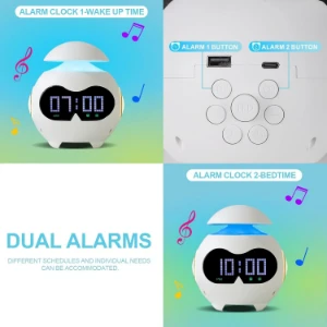 صورة مكبر صوت بلوتوث محمول مقاوم للماء مع إضاءة LED و روبوت مدمج وساعة منبه وTWS وراديو FM