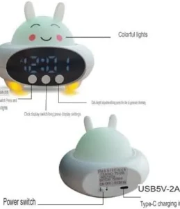 صورة ساعة منبه رقمية ليد مع مكبر صوت بلوتوث لاسلكي للأغاني بفتحة USB وشاشة ليد للقراءة وغرفة النوم والمكتب