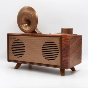 صورة راديو عتيق صغير بتصميم خشبي كلاسيكي مع بلوتوث + FM/AM/AUX/USB/Micro SD