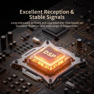 صورة راديو محمول كلاسيكي كلاسيكي ايه ام اف ام اس دبليو من سينكسي يعمل ببطارية قابلة لاعادة الشحن، يدعم الموجات القصيرة، بطاقة ميركو اس دي/ تي اف، مشغل يو اكس USB، مكبر صوت بلوتوث للمنزل والخارج