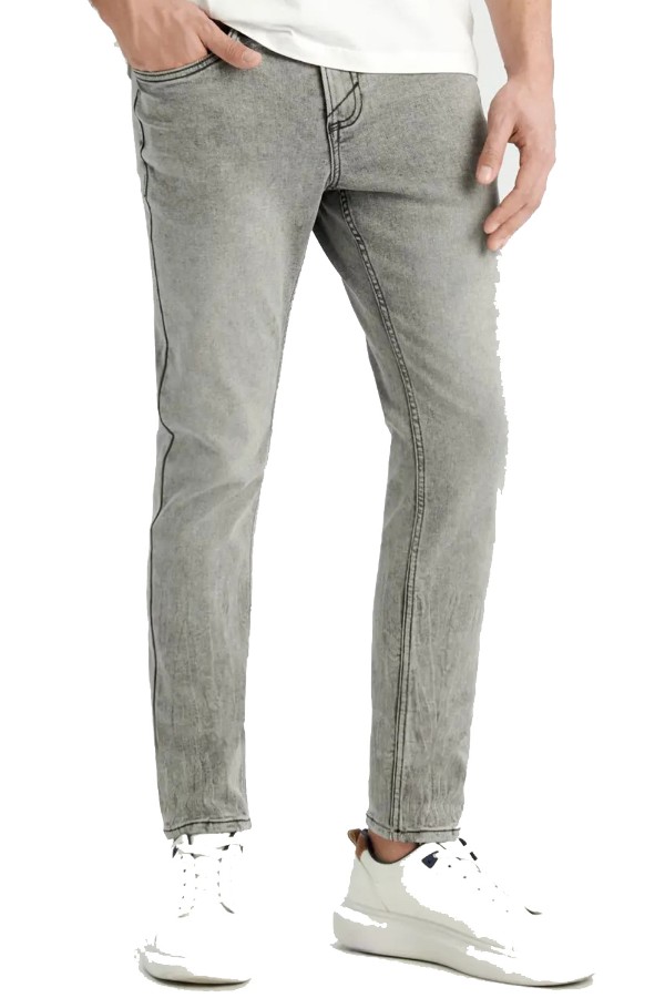 صورة بنطال  جينز رمادي بخصر متوسط قصة عصرية ومريحة - نسخ