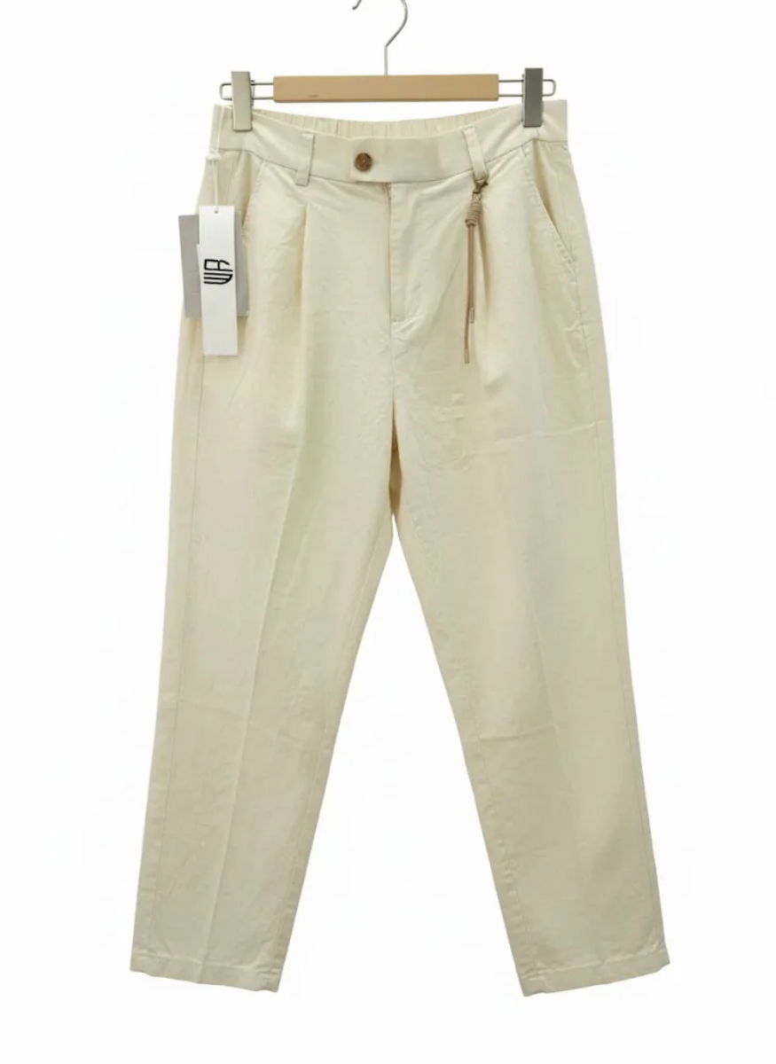 صورة بنطلون كاجوال عصري - قطن مريح - لون بيج فاتح (Creamy Beige)