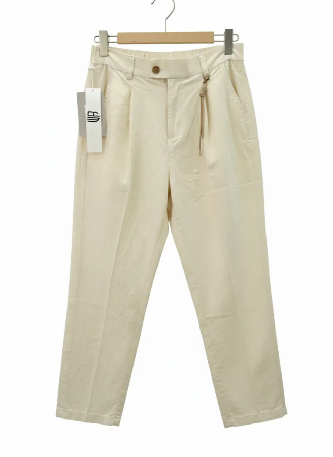 صورة بنطلون كاجوال عصري - قطن مريح - لون بيج فاتح (Creamy Beige)