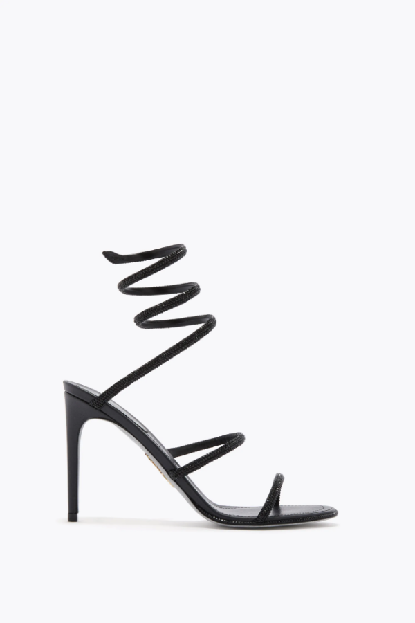 صورة صندل "سيرين" اللولبي المرصع بالكريستال - أسود ملكي.