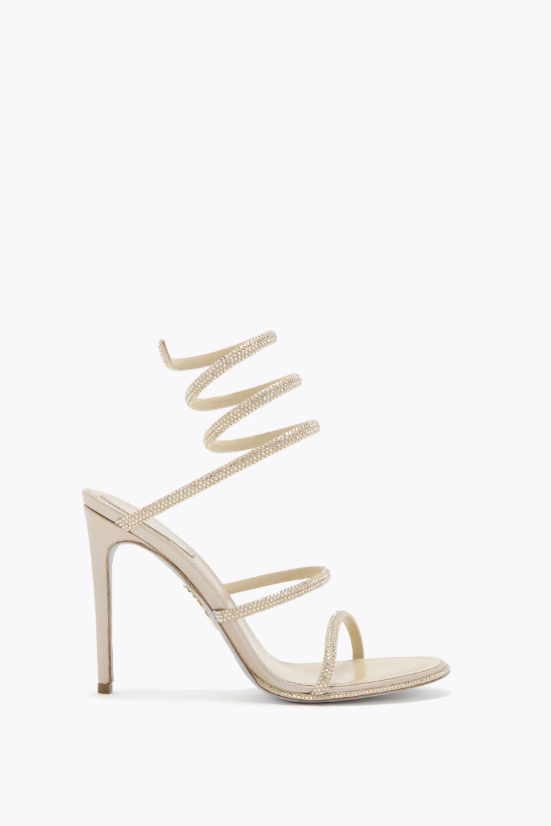 صورة صندل "سيرين" اللولبي المرصع بالكريستال - أسود ملكي.