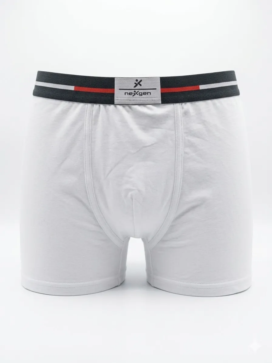 صورة حزمة من3   قطع بوكسر رجالي "  قطن ناعم مع مطاط مرن (أبيض)