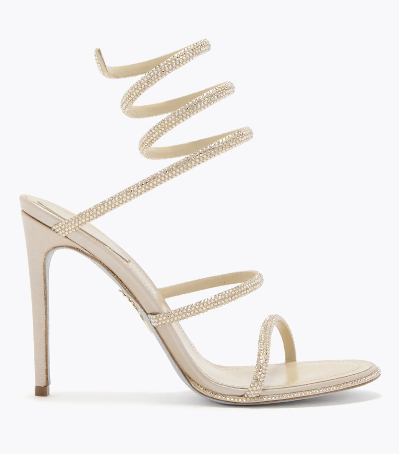 صورة صندل "سيرين" اللولبي المرصع بالكريستال - أسود ملكي.