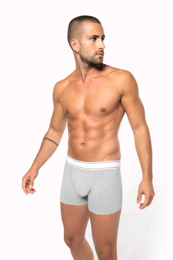 صورة حزمة 3 قطع بوكسر رجالي رمادي قطن ستريتش مريح