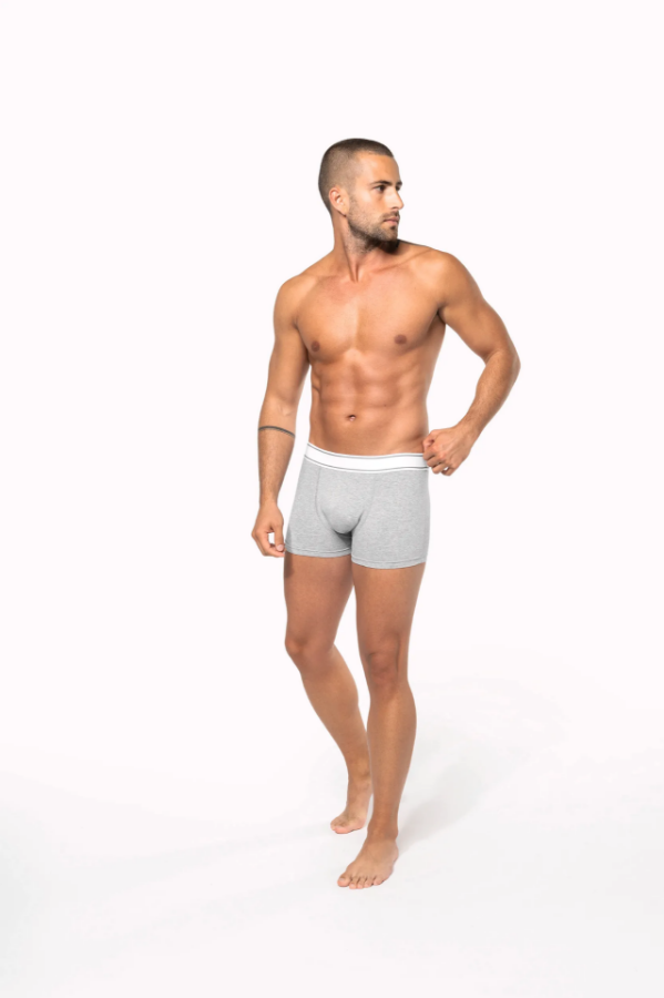صورة حزمة 3 قطع بوكسر رجالي رمادي قطن ستريتش مريح