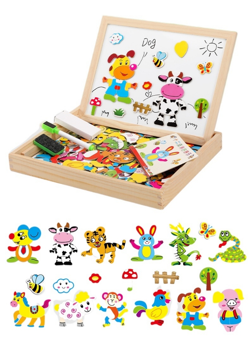 Picture of لوحة رسم مغناطيسية خشبية متعددة الوظائف للأطفال، ألعاب تعليمية تعليمية للآباء والأطفال