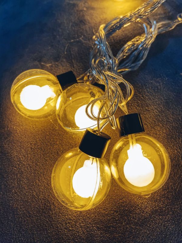 صورة مصابيح LED على شكل كرة بيضاء دافئة بزجاج مزدوج 10 مصابيح LED