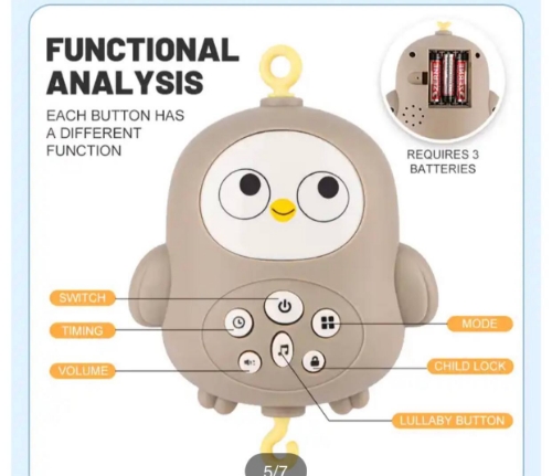 صورة لعبة جرس سرير الطفل لحديثي الولادة، لعبة تهدئة رأس السرير الدوارة وموسيقى الجرس
