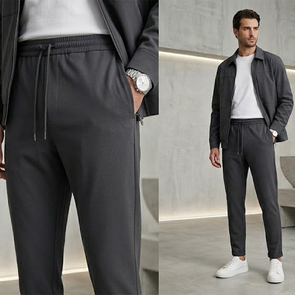 Men's Relaxed Cotton-Blend Drawstring Pants