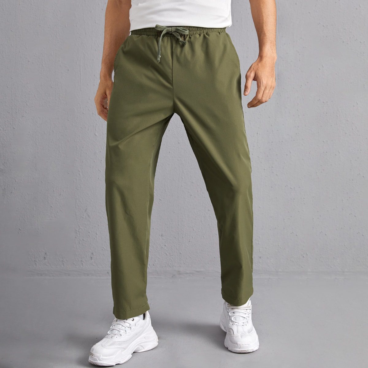 Men's Olive Cargo Parachute Pants