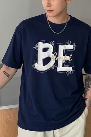 Men’s Chenille Patch Embroidery Graphic Oversized T-Shirt