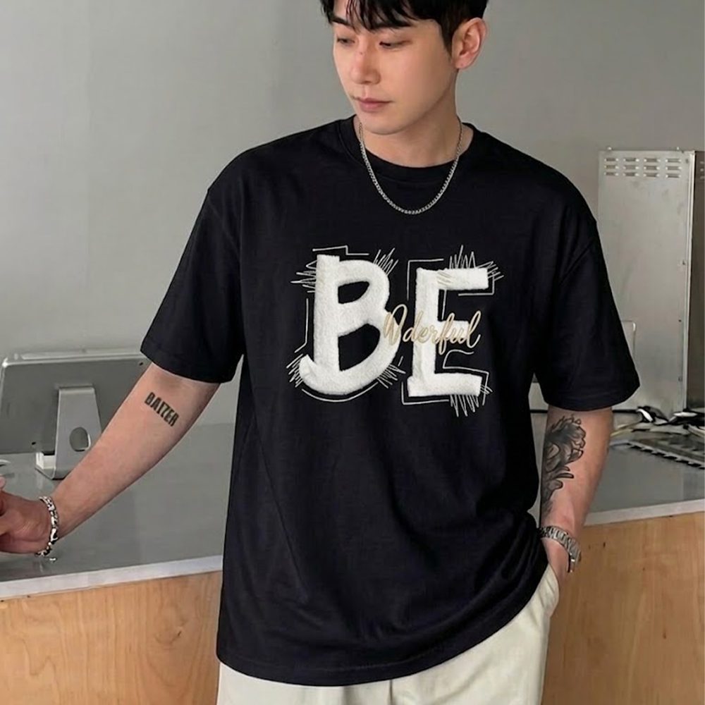 Men's Chenille Patch Embroidery Graphic Oversized T-Shirt