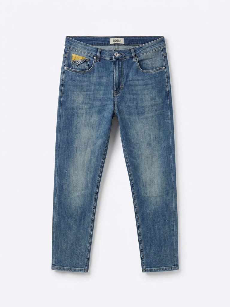 Premium-Straight Washed Blue Jeans