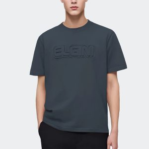 Men’s Tonal 3D Embossed Letter Graphic Premium Casual T-Shirt