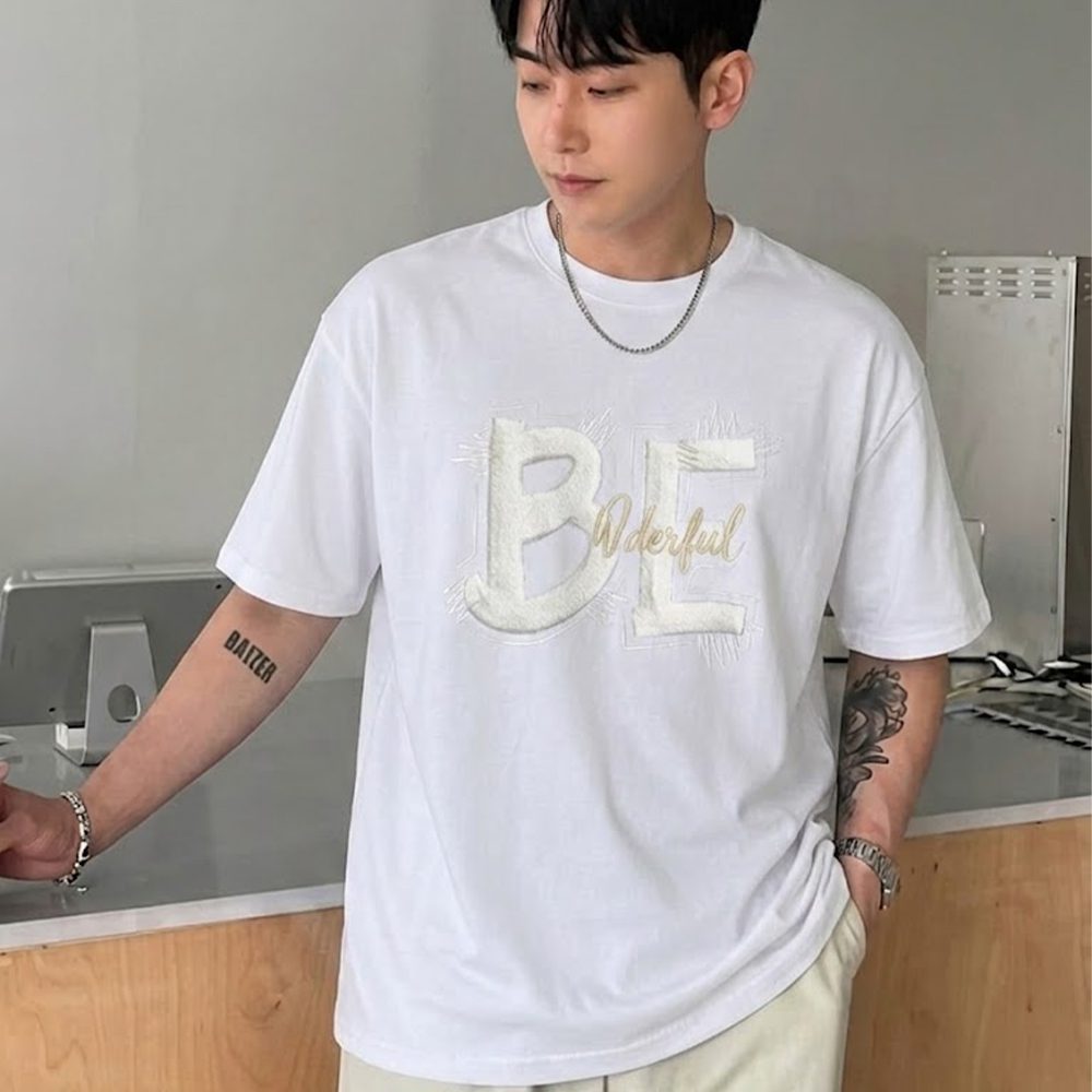 Men's Chenille Patch Embroidery Graphic Oversized T-Shirt
