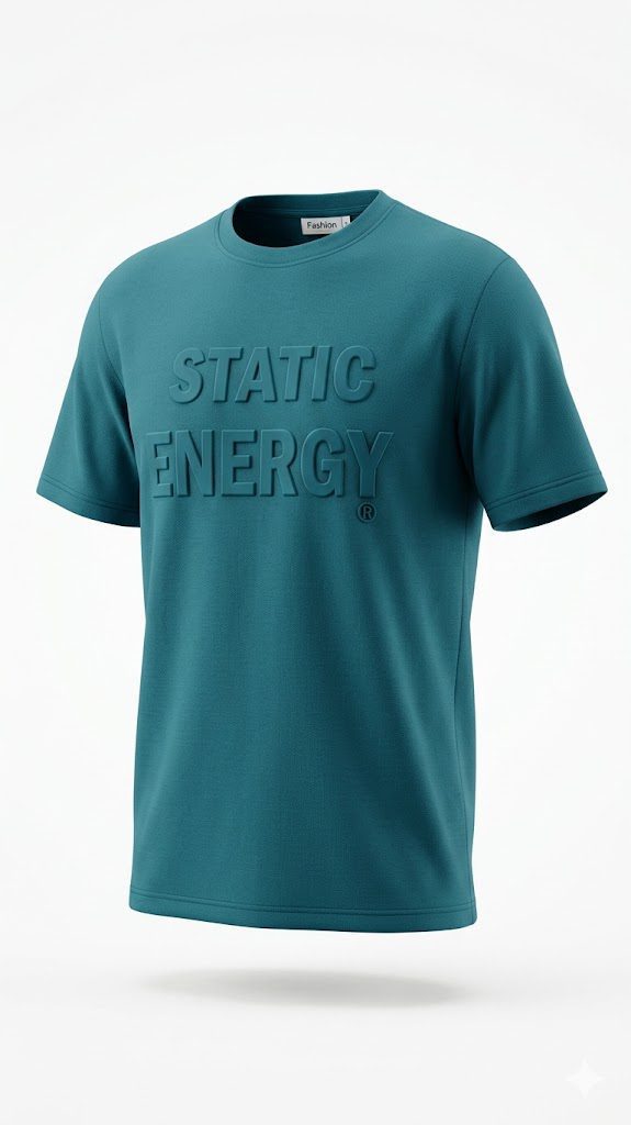 Men's Tonal 3D Embossed Letter Graphic Premium Casual T-Shirt
