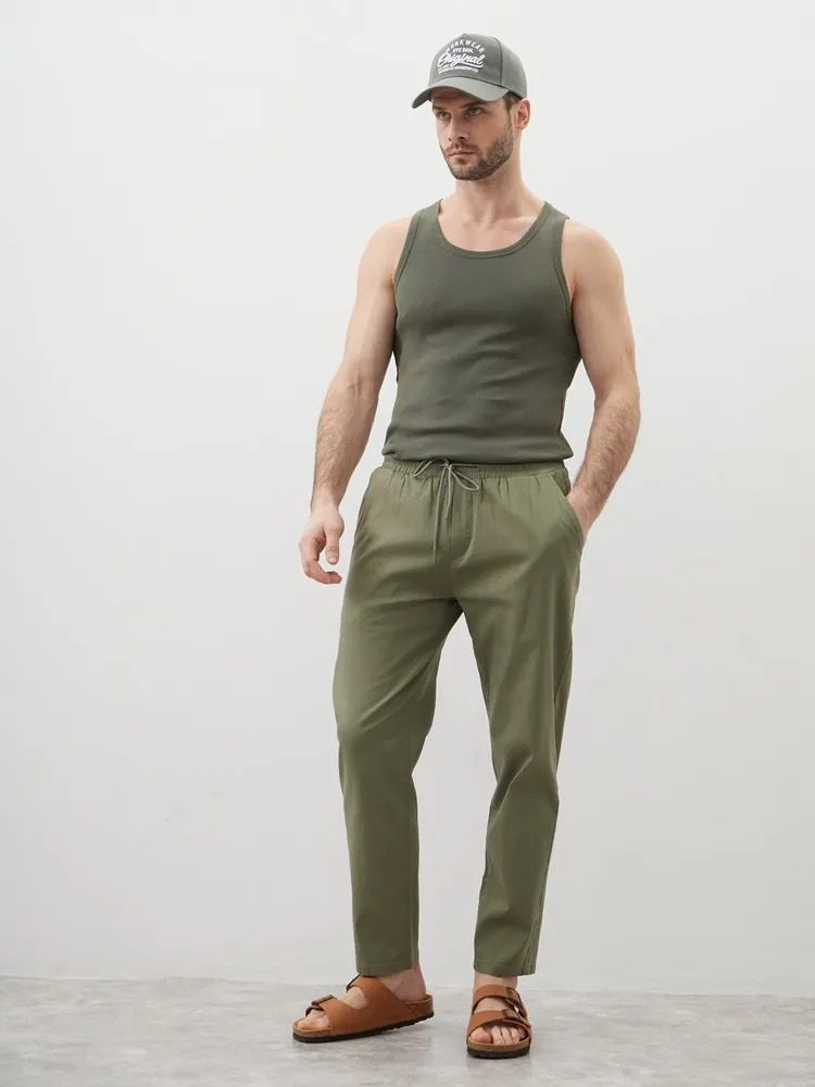 Men's Relaxed Cotton-Blend Drawstring Pants