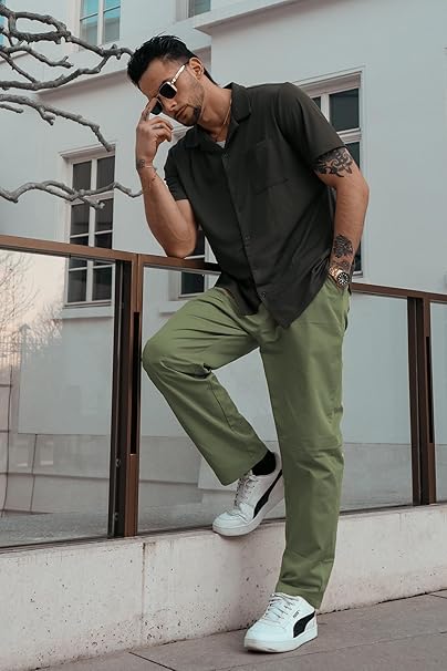 Men's Olive Cargo Parachute Pants
