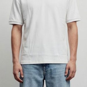 Men’s Solid Rib-Knit V-Neck Polo Shirt
