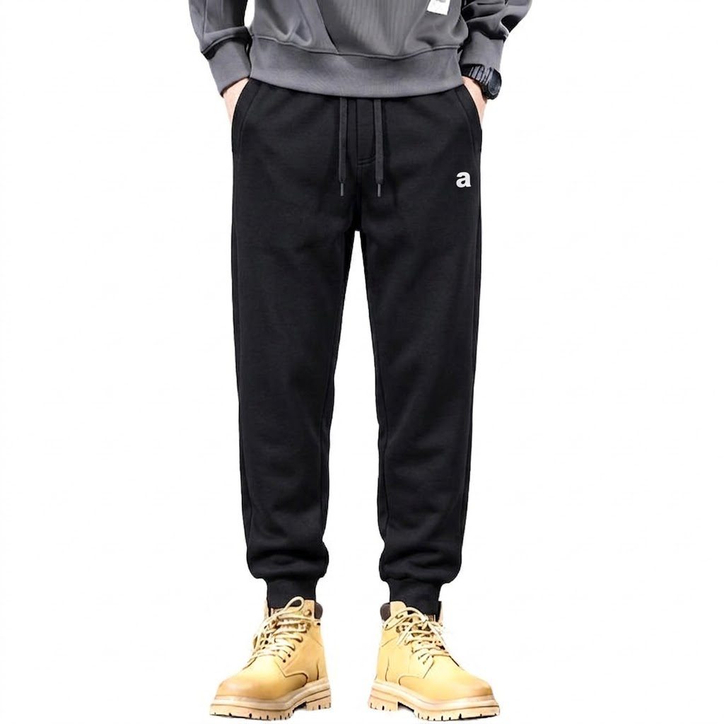 Relaxed-Fit Letter Graphic Joggers (Black)