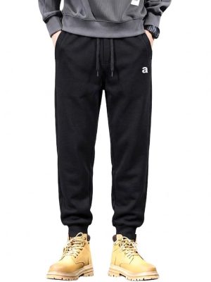 Relaxed-Fit Letter Graphic Joggers (Black)