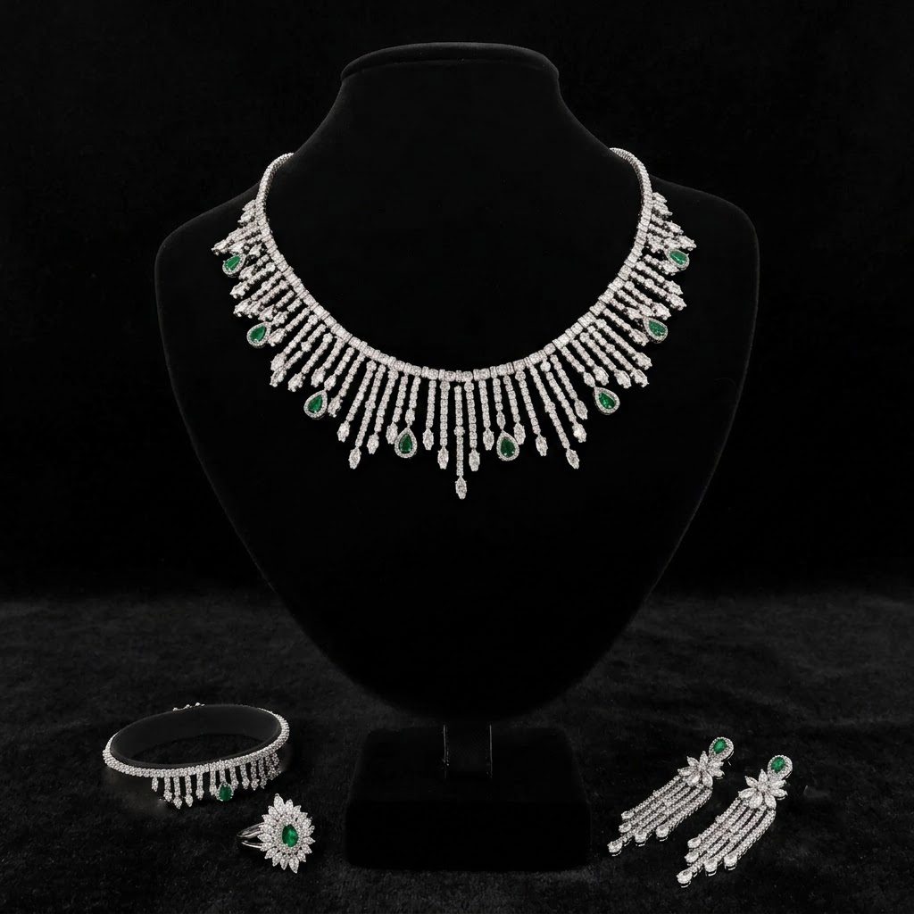 "Dew Drops" Emerald Set