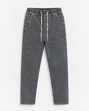Washed Black Drawstring Denim Joggers