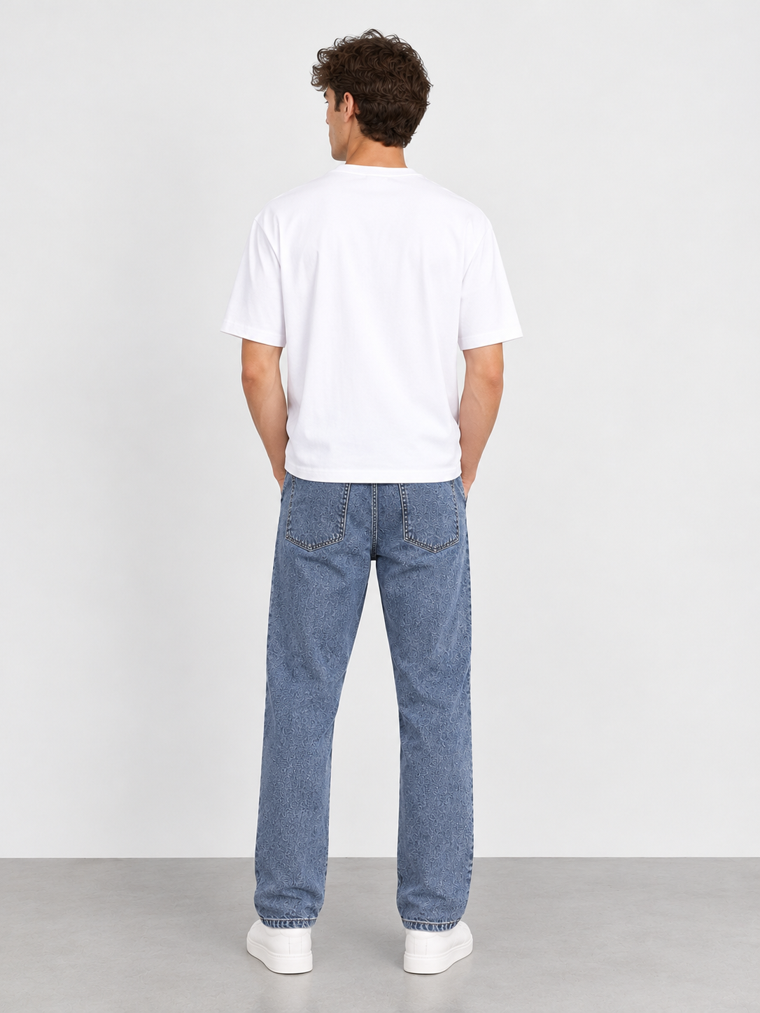 Washed Blue Drawstring Denim Joggers